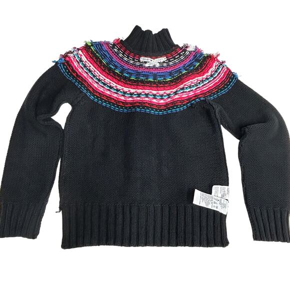 Vtg Tommy Hilfiger Womens M Fair Isle Sweater Cardigan Black Full Zip Cotton Bln - Picture 15 of 16